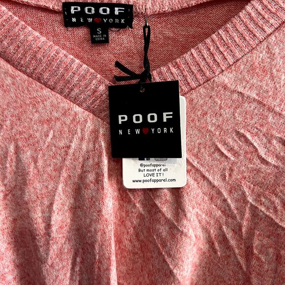 NWT Poof! pink twist v neck sweater womoens small preppy casual comfort cozy - Picture 4 of 8